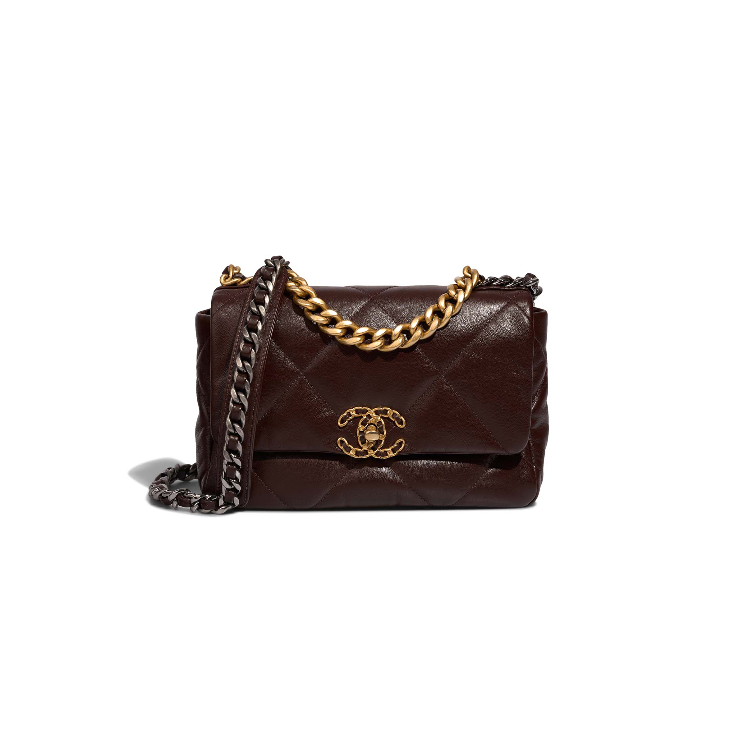 Ch*el 19 flap bag lamb brown as1160 (26*16*9cm)